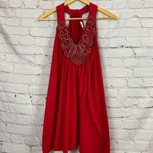 Metal Zipper Flower Red Tank • size 18/20